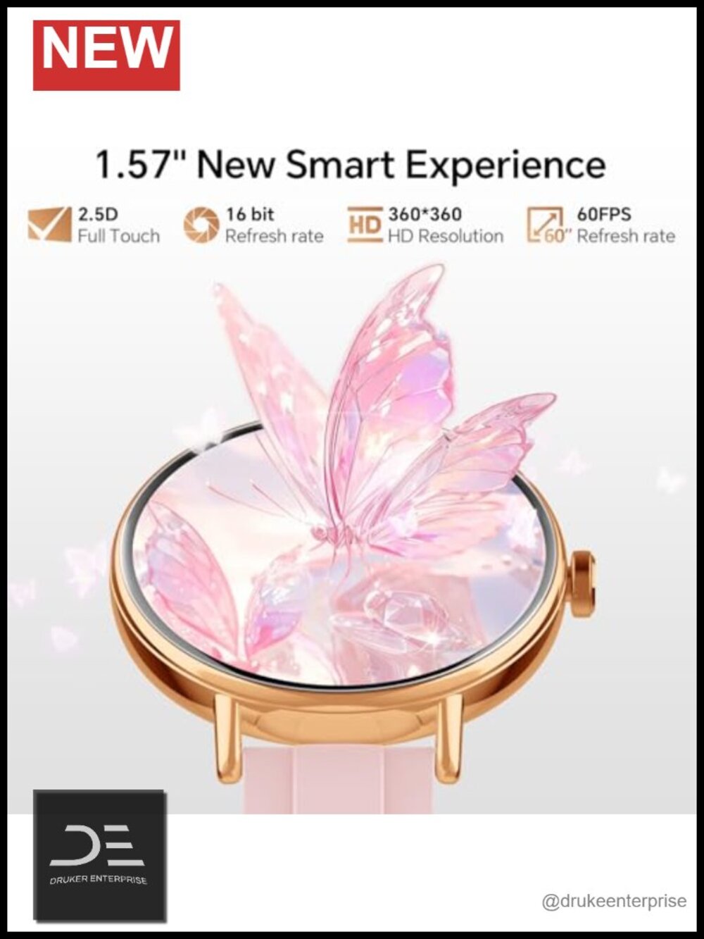 1.57" Touch Screen Smart Watch with Heart Rate/SpO2/Sleep Monitor, IP68 - Picture 3 of 4